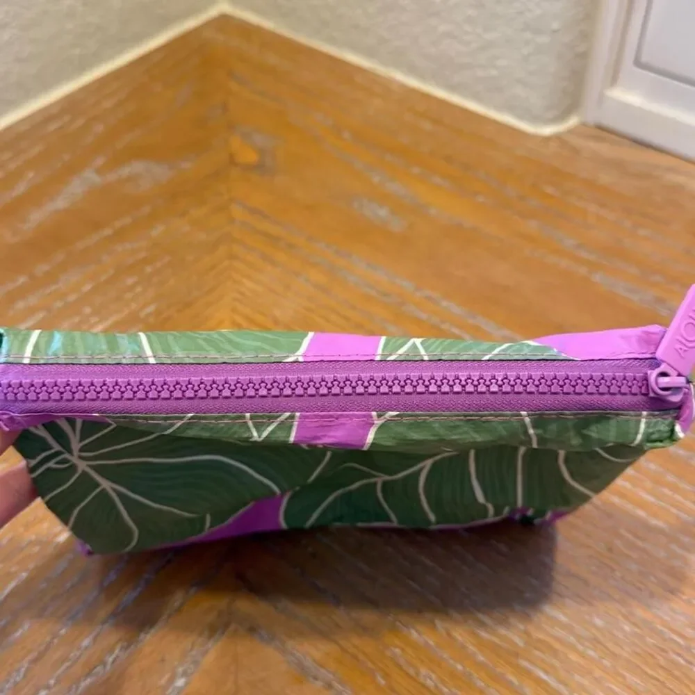Aloha Collection Purple/Pink & Green Leaf Print Small Pouch Bag